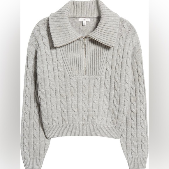 BP Gray Cable Knit Turtleneck Sweater